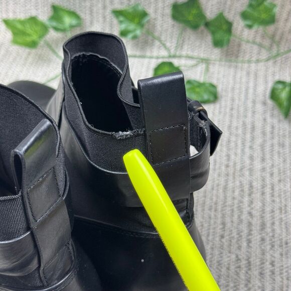 ZARA Women Size 39/8.5 Ankle Boots Black Heel Pointed Toe Buckle - Picture 8 of 9